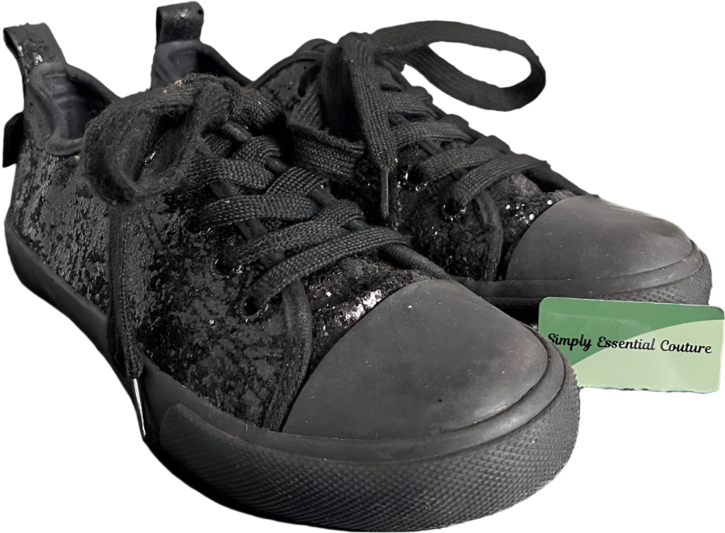 POLO Black Sequin Shoes UK1.5 Child - Pre-loved