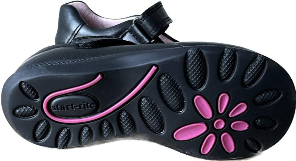 START-RITE Black Leather Girls Shoes - UK7.5F