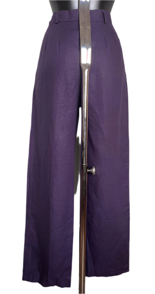 YSL Purple Linen Trousers - UK8