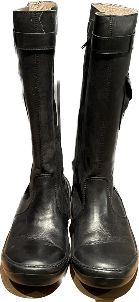 Petasil Black Leather Boots - Size UK6