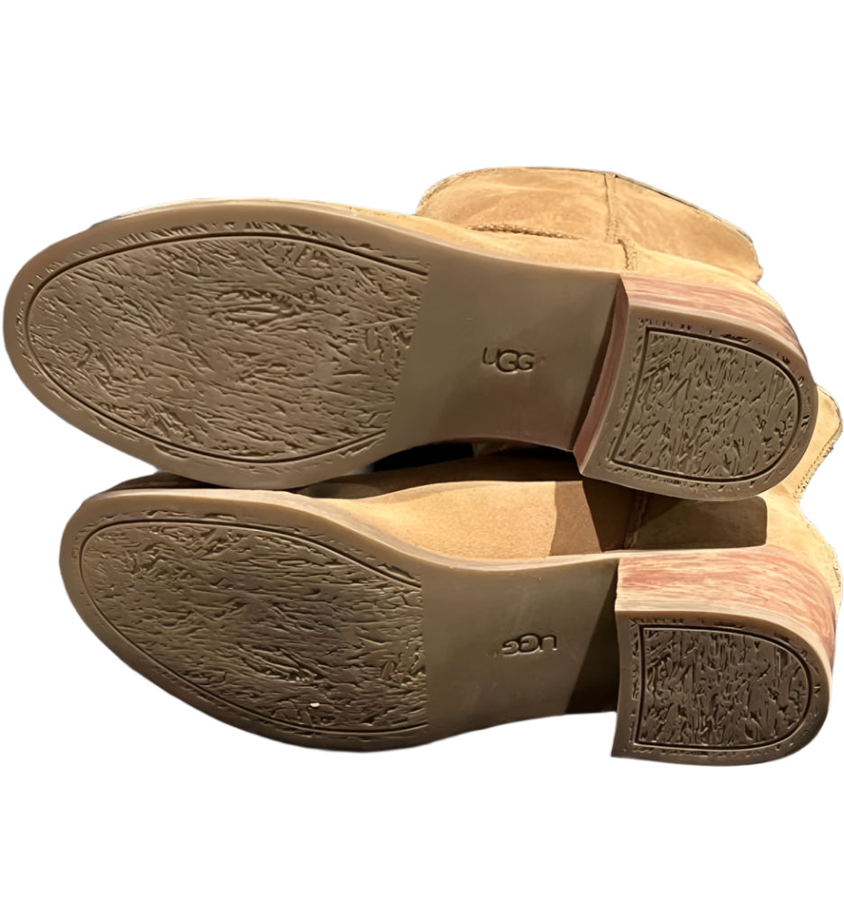 UGG Tan Suede Heeled Boots - Soles