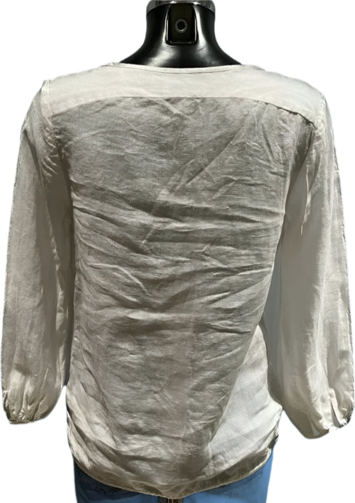 Nicole Farhi White Linen Top - Size UK M
