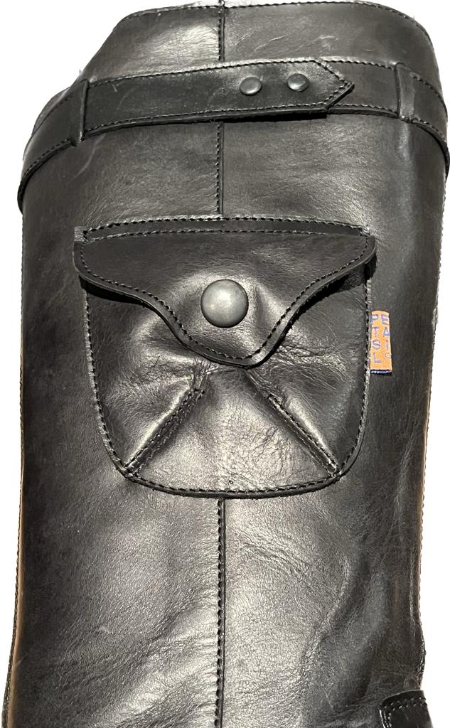 Petasil Black Leather Boots - Pocket Feature