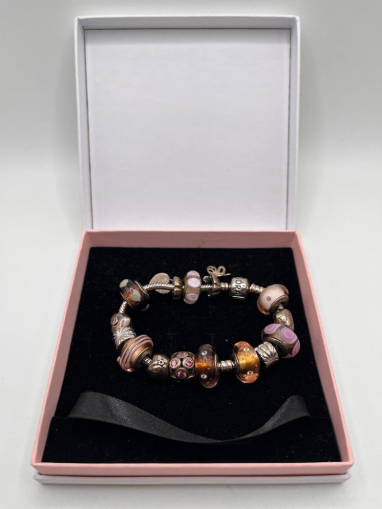 PANDORA 925 Silver Bracelet - 13 Charms