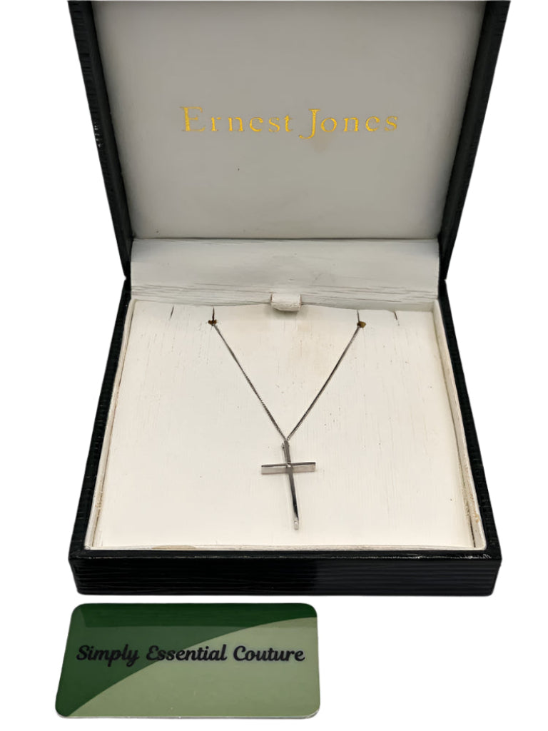 Ernest Jones 9ct White Gold & Diamond Cross