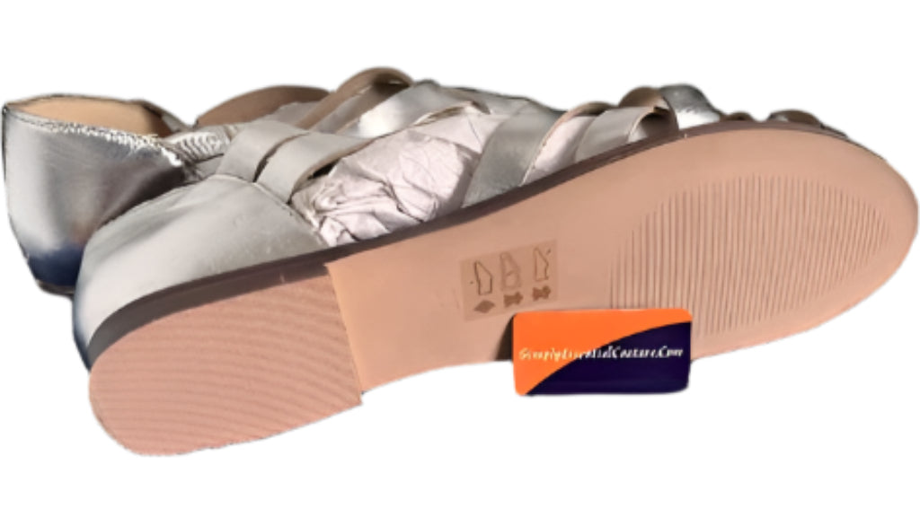 Office Silver Gladiator Leather Sandals - UK4