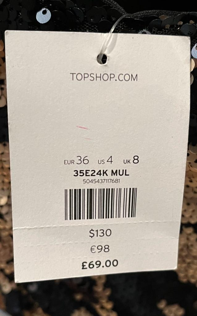 Topshop Black & Gold Sequinned Dress - Tag