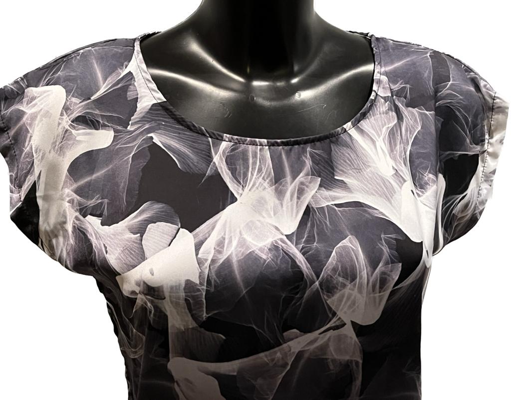 FIRETRAP Black/White Patterned T-shirt - UK 12
