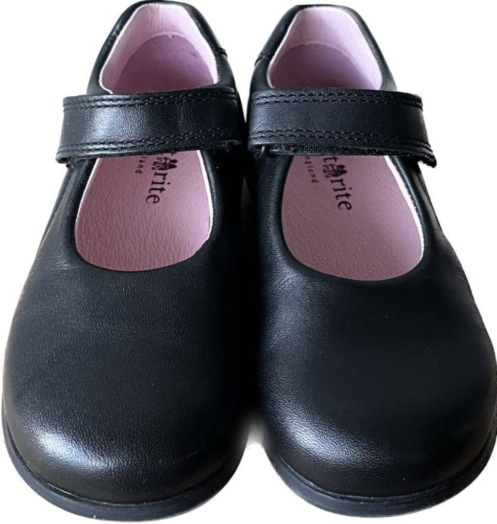 START-RITE Black Leather Girls Shoes - UK7.5F
