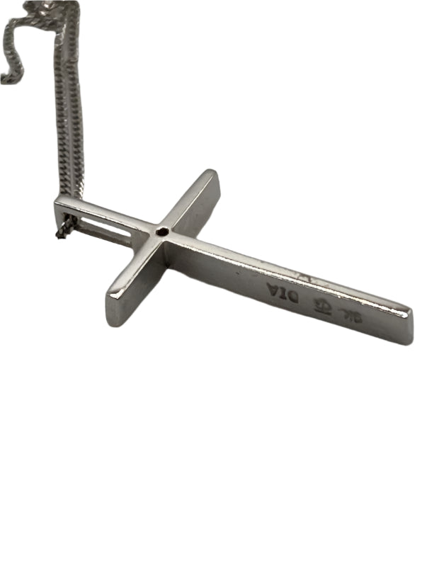 ERNEST JONES 9ct White Gold & Diamond Cross