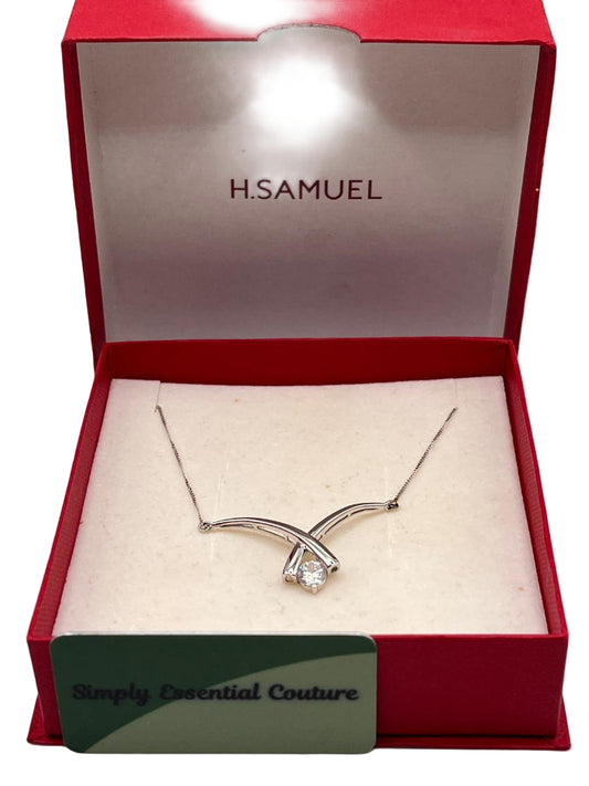 White Gold Necklace in a H. Samuel box on a white background