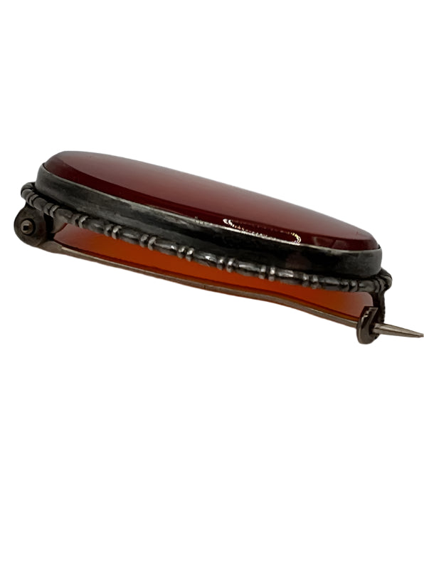 Antique Silver Egg Yolk Amber Brooch