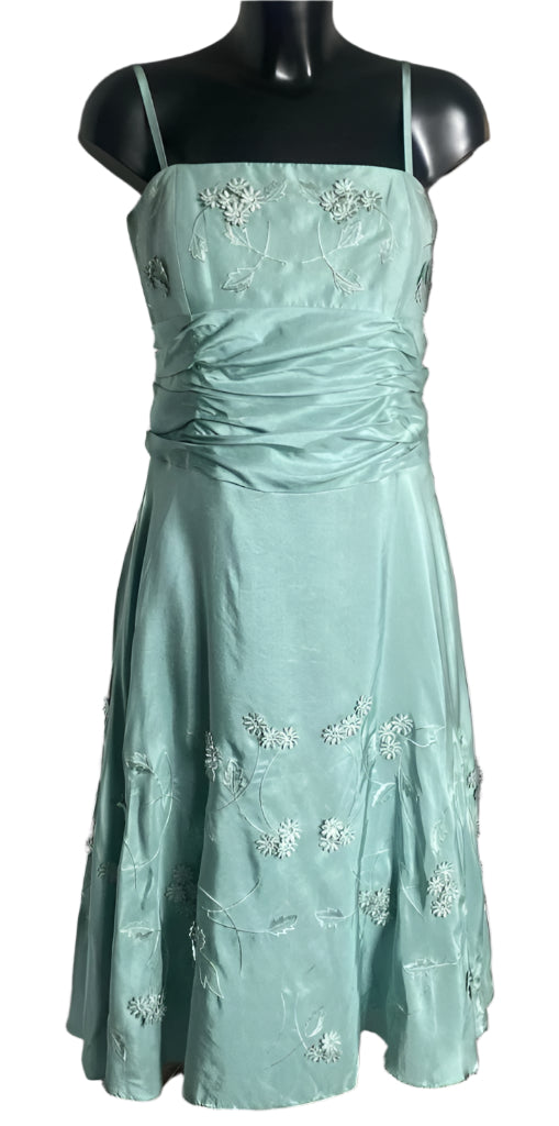 Monsoon Green 100% Silk Dress - Size UK12