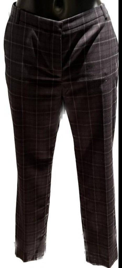 Jigsaw Grey Checked Trousers - Size UK12