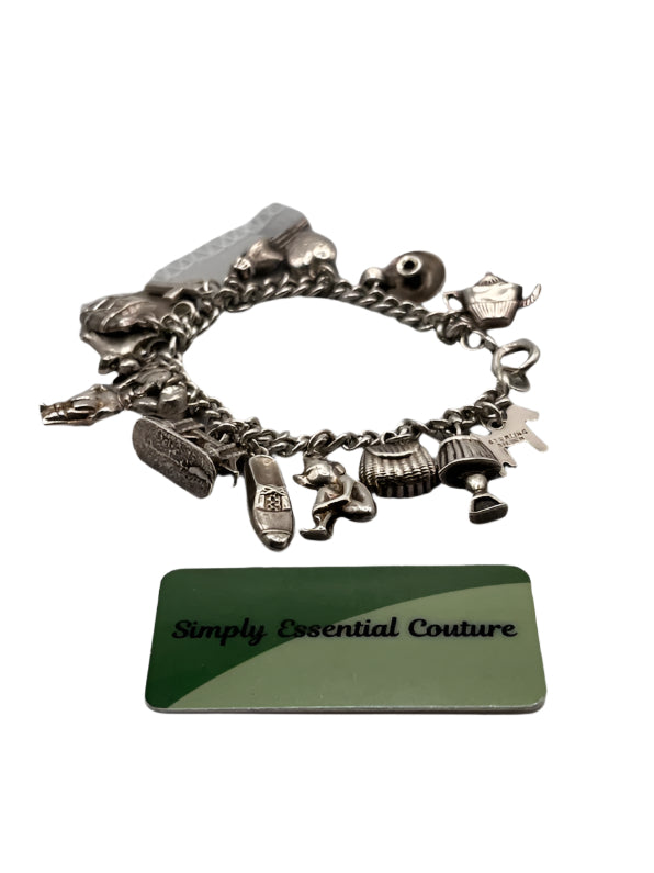 SOLID SILVER Hallmarked Charm Bracelet
