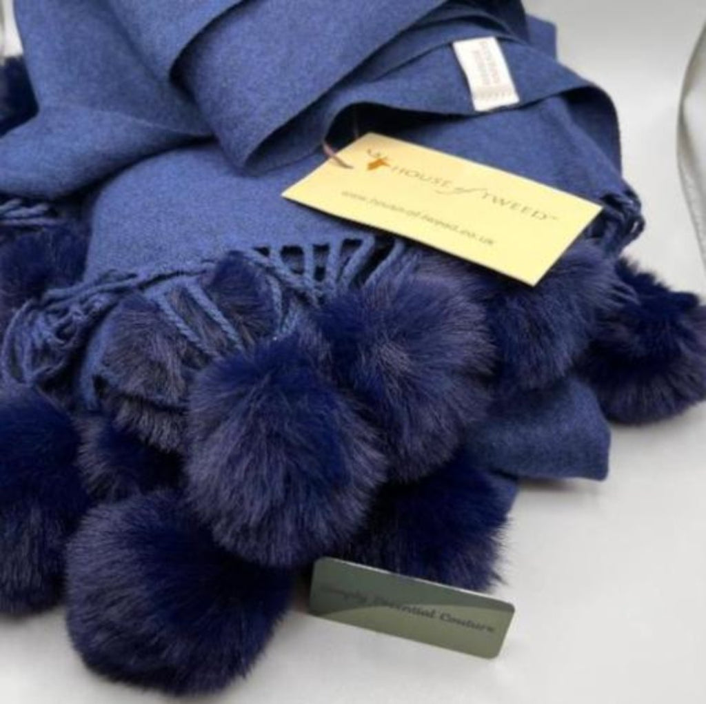 HOUSE OF TWEED Super Soft Navy Scarf