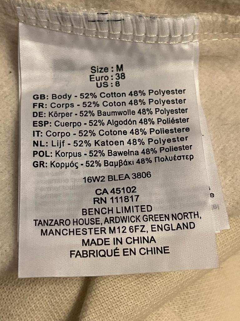 Bench Cream Hoodie Material Mix Label