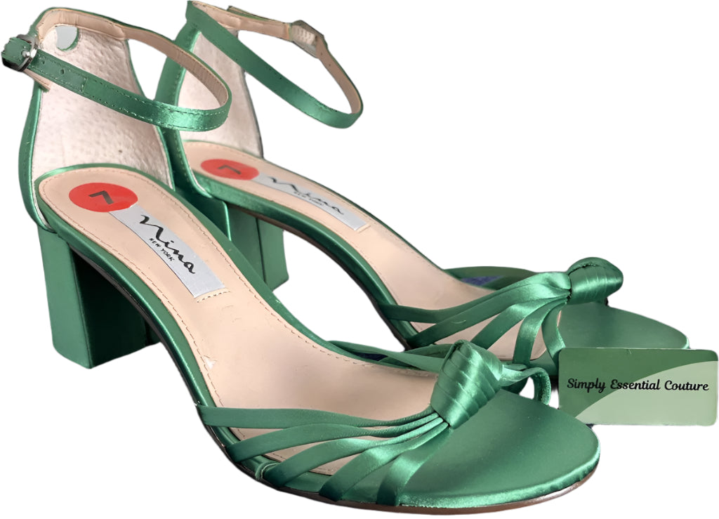 NINA Green Satin Sandals - UK5