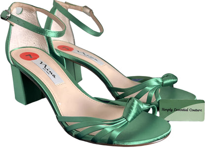NINA Green Satin Sandals - UK5