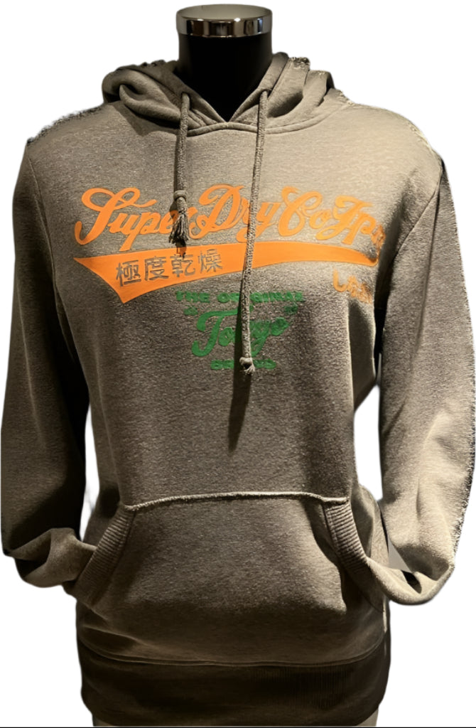 Superdry Grey & Orange Hoodie - Size S