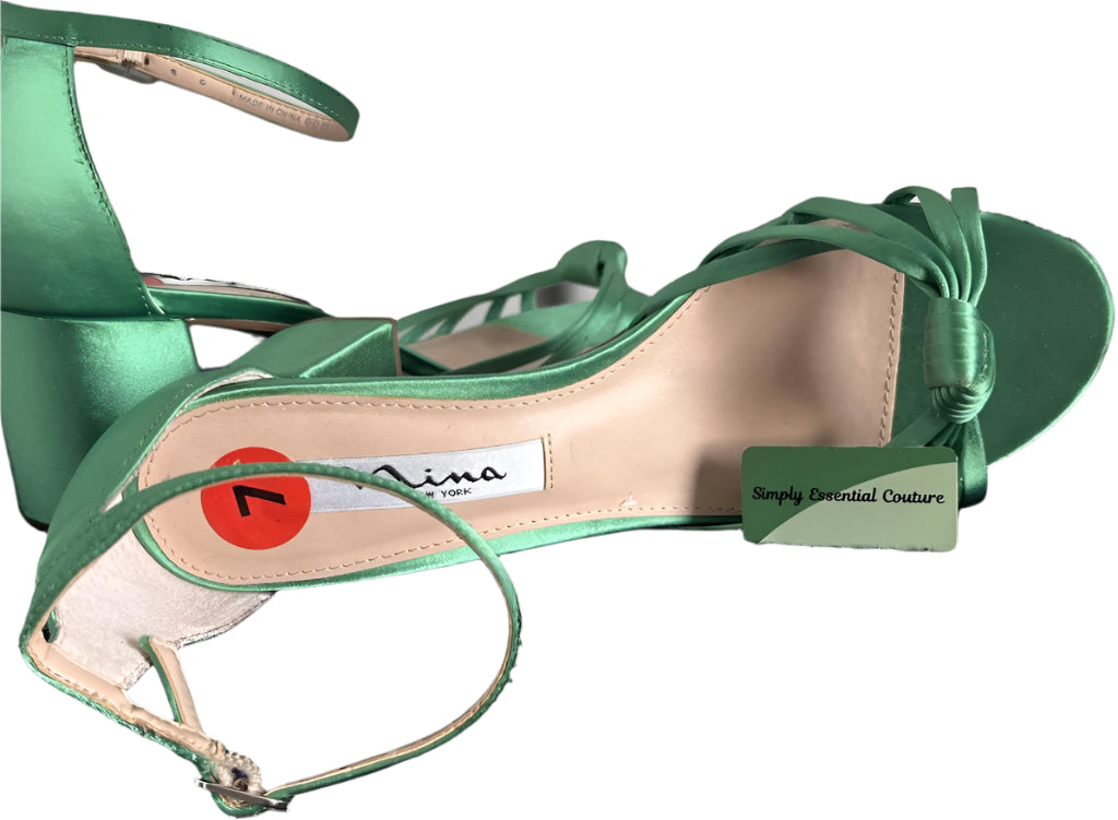 NINA Green Satin Sandals - UK5