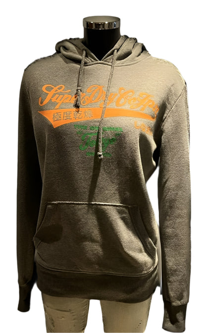 Superdry Grey & Orange Hoodie - Size S