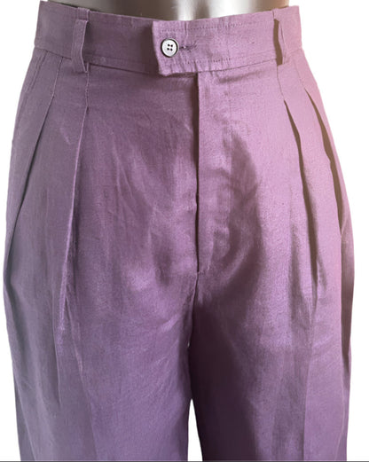 YSL Purple Linen Trousers - UK8