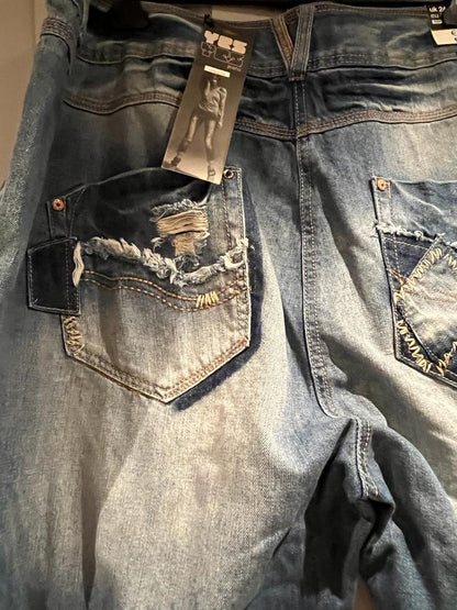 New Look Ripped Blue Jeans UK 24 - Tag