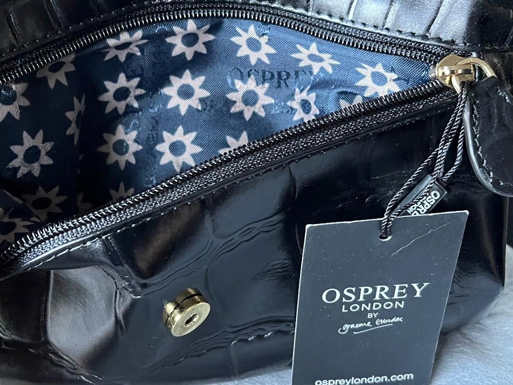 OSPREY Black Leather Alice Clutch Bag