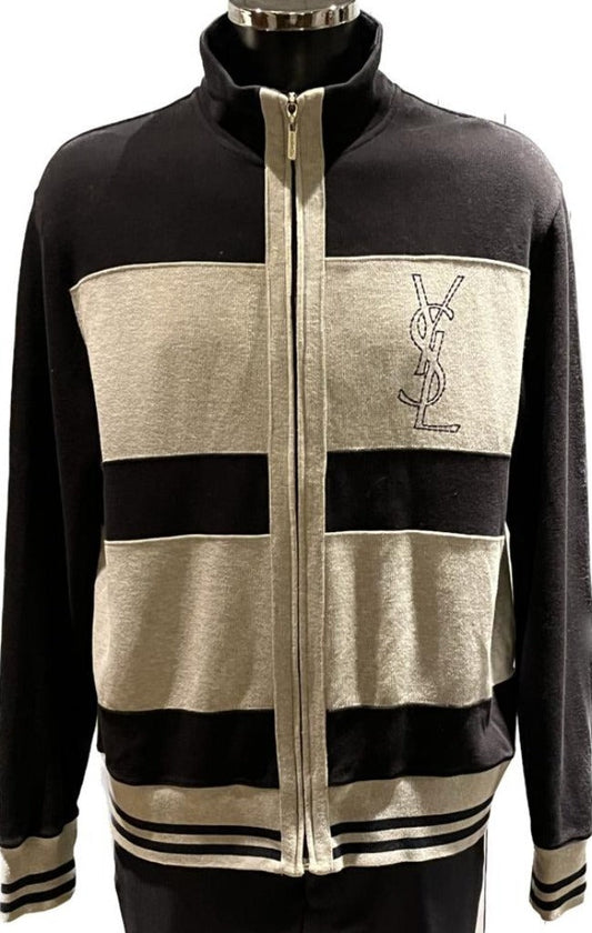 YSL Navy and Cream Cardigan - L - Front