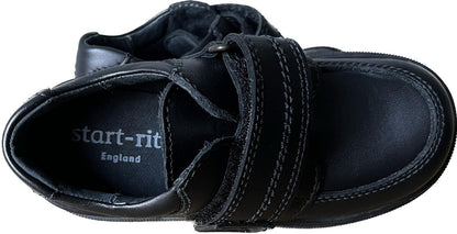 Start-Rite Black Leather Campbell Boys Shoes size UK7E to 9H. NEW in Box