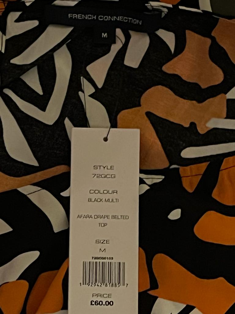 French Connection Afara Drape Top Label