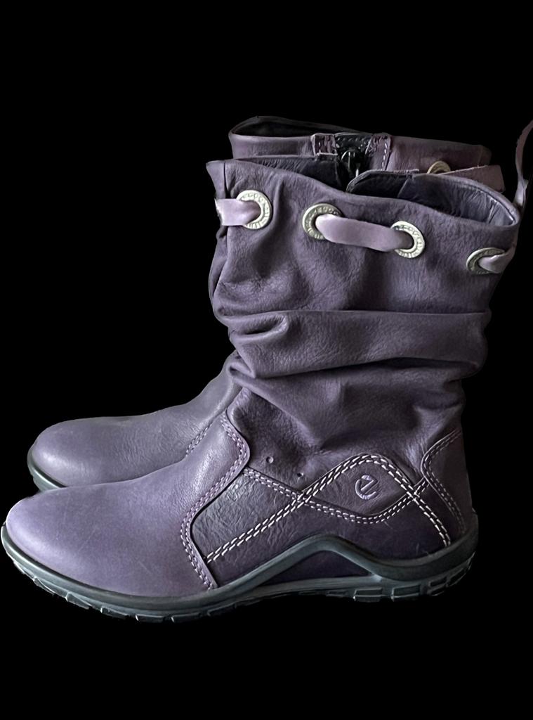 Ecco Childrens Leather Boots Purple Size EU 35 UK 2.5 - Brand New in Box