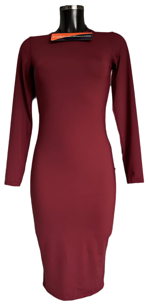 ZARA Burgundy Bodycon Dress - UK L