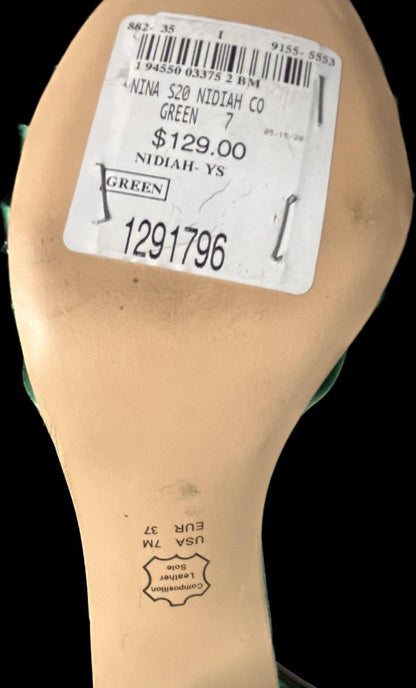 NINA Green Satin Sandals - UK5