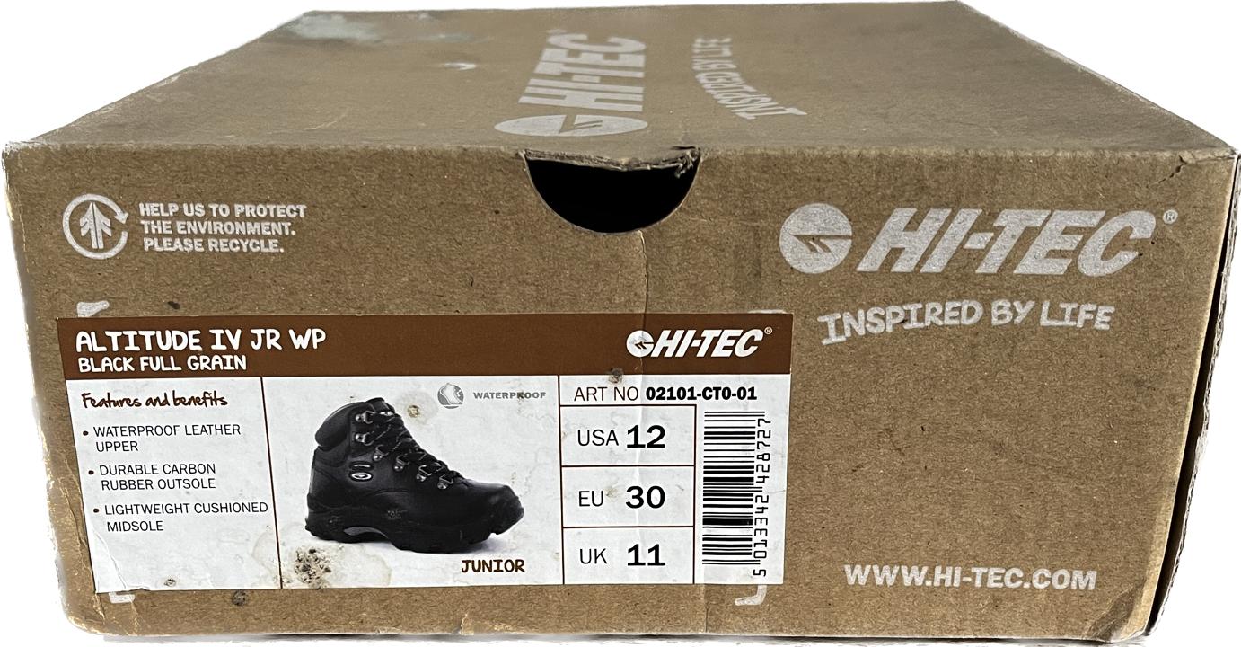 Hi-Tec Black Leather Boots size UK11 Kids  NEW in box