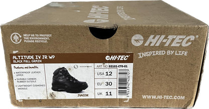 Hi-Tec Black Leather Boots size UK11 Kids  NEW in box