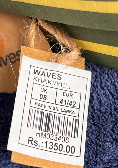 WAVES Khaki Flip Flops - Size UK 8 - Brand New With Tags
