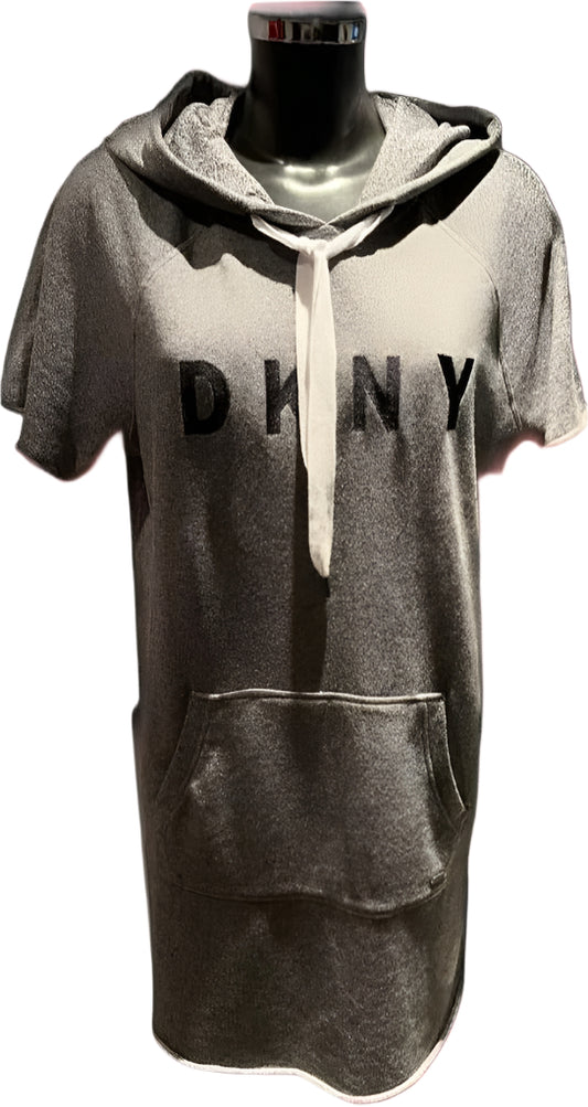 DKNY Grey Hoodie Dress - Size L -  Preloved