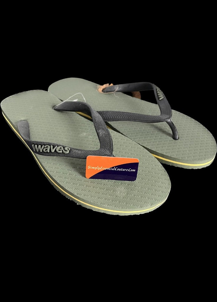 WAVES Khaki Flip Flops - Size UK 8 - Brand New With Tags