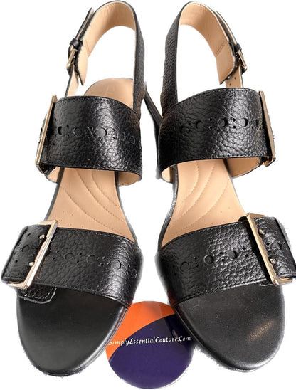 Clarks Black Leather Sandals - Size UK6D