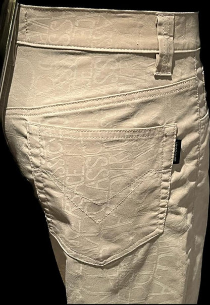 Versace Classic Cream Embossed Jeans - Rear Pocket