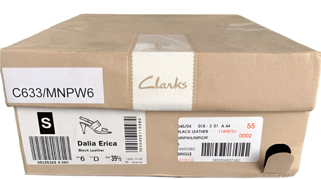 Clarks Black Leather Sandals - Box
