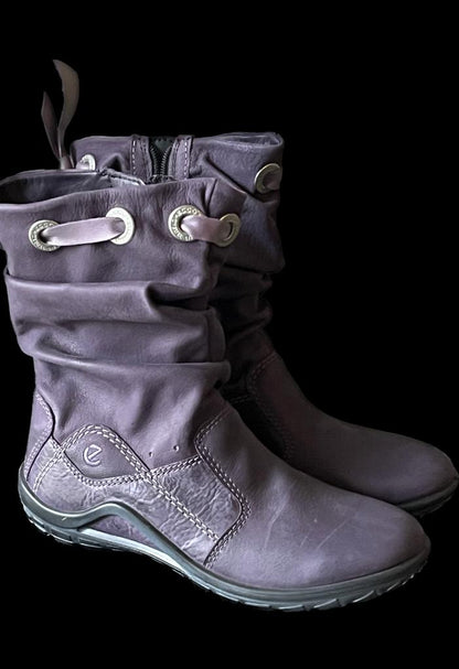 Ecco Childrens Leather Boots Purple Size EU 35 UK 2.5 - Brand New in Box