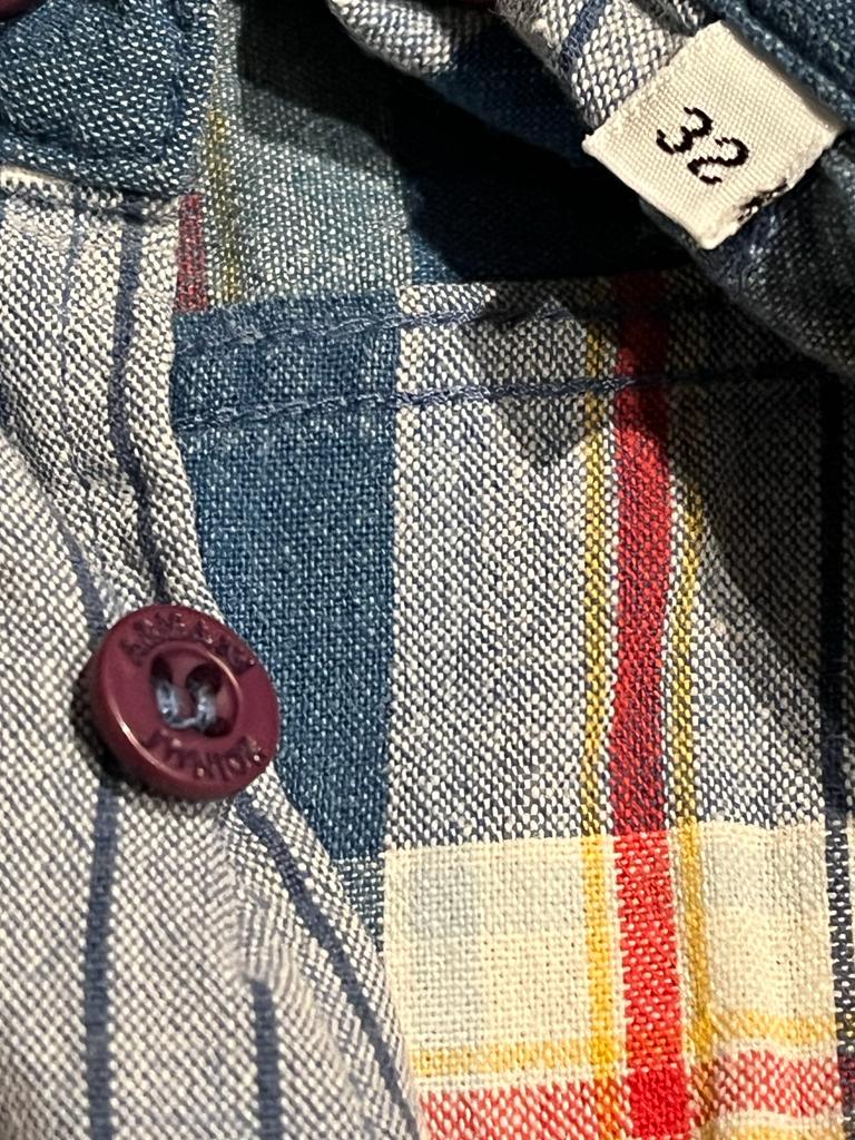 Armani Junior Blue/White Checked Shirt, Age 13 yrs - Pre-loved