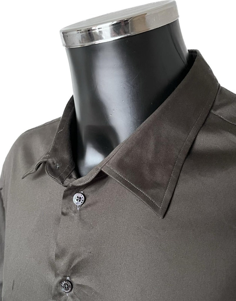 Armani Khaki Green Shirt - XXL - Front Collar