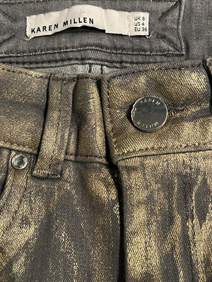 Vintage Karen Millen Gold Effect Jeans size UK8 - Pre-loved