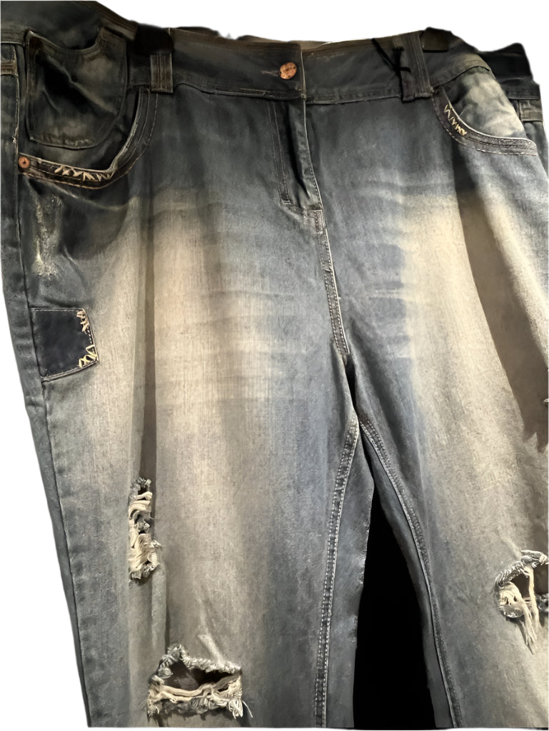 New Look Yes Yes Ripped Blue Jeans UK 24