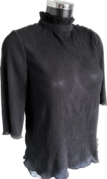 MONKL Black Chiffon Top - Size UK12