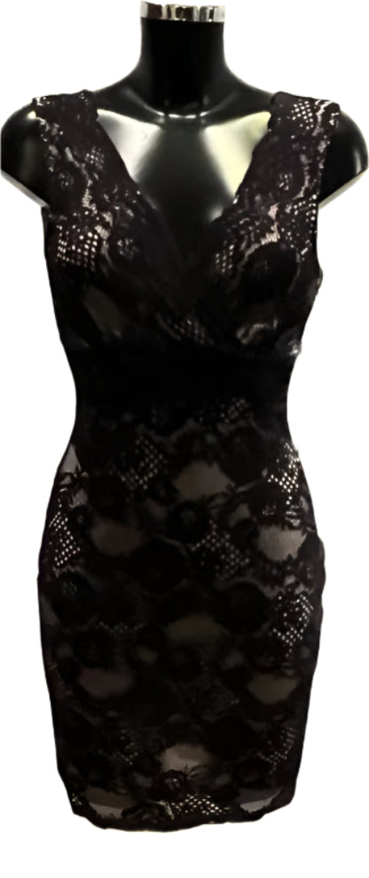 Lipsy Black Lace Dress - Size 10